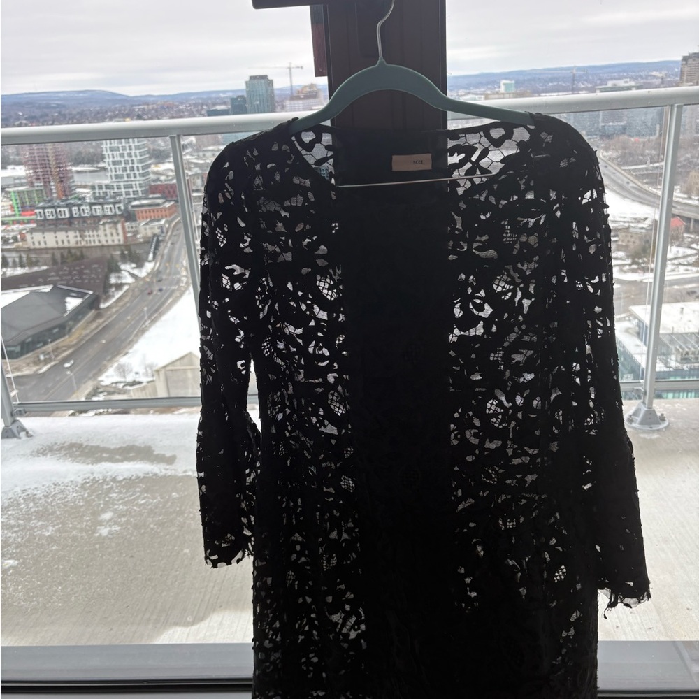 Black Lace Long Sleeve Dress